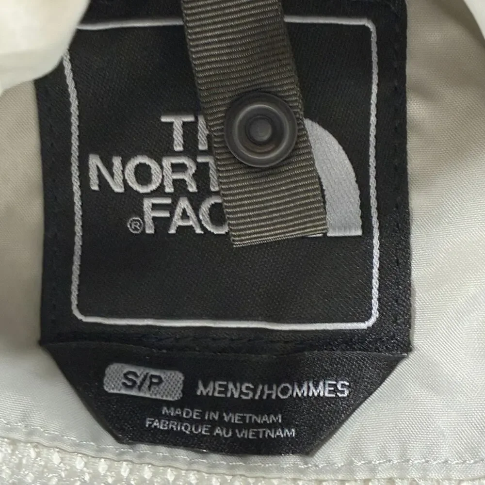 The North Face Jacket Small Nylon Beige Blue Hooded Hiking Outdoor Waterproof